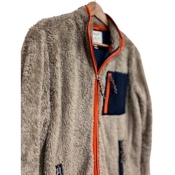 American Eagle Sherpa Fleece Jacket Brown w/ Orange Trim Size M. - Picture 4 of 8